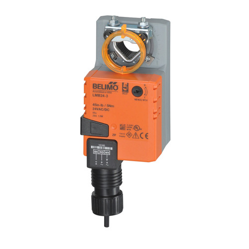 Belimo LMB24-3 : Non Spring Return (Non Fail-Safe) Damper Actuator, 45 in-lb Torque, 24VAC/DC, On/Off, Floating Point Control Signal, 5-Year Warranty