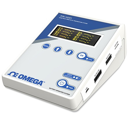 Omega FOM-H201-8 : Fiber Optic Monitor, Portable, 8-CH, -80 ¡C to 300 ¡C (-112 ¡F to 572 ¡F), ± 1 ¡C (1.8 ¡F) Accuracy, 0.1 ¡C Resolution, ST Connector, 5 V, Rechargeable Battery, FOM Series, Each