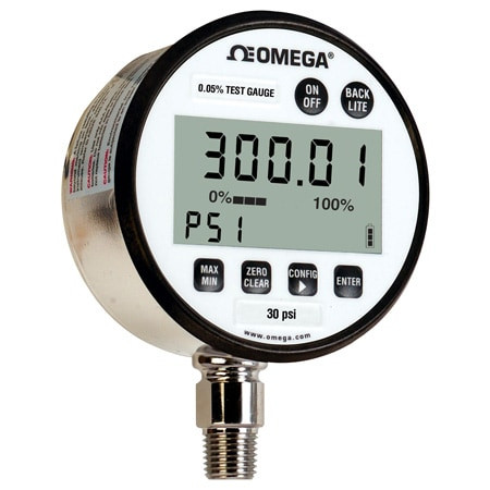 Omega DPG7000-500 : Digital Pressure Gauge, Advanced, High Accuracy, Gauge, 0 psi to 500 psi, ± 0.05 %, 1/4 " NPT Male, 5 Digit, Battery Powered, DPG7000 Series, Each