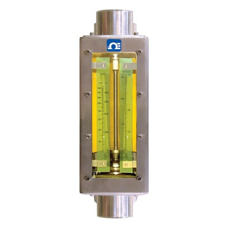 Omega FLD122 : Variable Area Flow Meter, SS Frame, Industrial, Water, 11.6 GPM to 116 GPM, 125 psi, 2 " NPT Female, 93 ¡C (200 ¡F), ± 3 %, Direct Read, 316 SS, Glass, FKM, FLD100 Series, Each