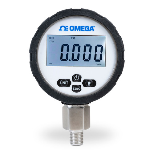 Omega DPG280-100A : Digital Pressure Gauge, Advanced, Data Logging, Absolute, 0 psi to 100 psi, ± 0.25 %, 1/4 " NPT Male, 5 Digit, Battery Powered, Data Recording, DPG280 Series, Each