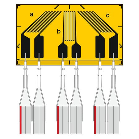Omega KFH-06-120-D17-11L3M3S : Pre-Wired Strain Gauge, Rosette, 0¡/45¡/90¡ Planar, 3x 3m Leads, 120 ½, ST Number, 0.6 mm x 1.1 mm Grid (LxW), 50000 _m, -10 ¡C to 155 ¡C (-14 ¡F to 320 ¡F), KFH Series, Pack of 10