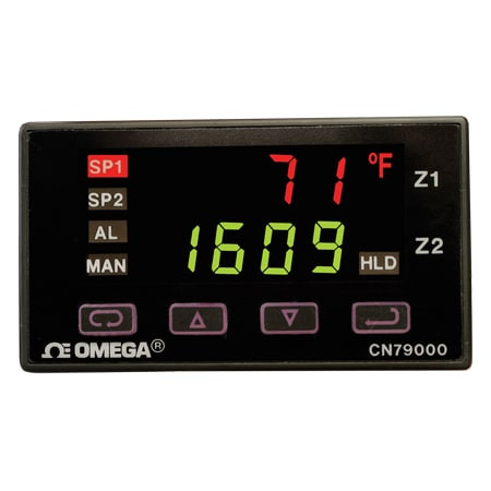 Omega CN79033-C4 : Temperature Controller, Fuzzy Logic, 2-CH, Thermocouple I/P, 1/32 DIN, 4 Digit, 7-Segment LED Display, 100 Vac to 240 Vac, Relay/Relay O/P, RS485, CN79000 Series, Each