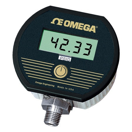 Omega DPG5500B-30A : Min/Max Digital Pressure Gauge, Advanced, Absolute, 0 psi to 30 psi, ± 0.25 %, 1/4 " NPT Male, 4 Digit, Battery Powered, Extruded Aluminum Enclosure, DPG5500 Series, Each