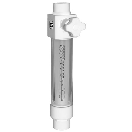 Omega FL-10J-V : Variable Area Flow Meter, Water, 500 mL/min to 5000 mL/min, 100 psi, 3/8 " NPT Female, 121 ¡C (250 ¡F), ± 5 %, Direct Read, PTFE, PCTFE, w/Valve, FL-10 Series, Each