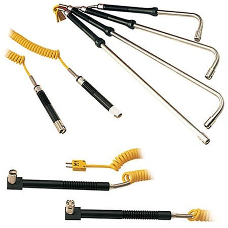 Omega 88016K-IEC : Thermocouple Handle Probe, Unique Round Face Surface, K Type, 0 ¡C to 482 ¡C, 60 " Cable, TPE, Handheld Surface, Miniature CONN w/Molded Strain Relief, IEC, Angle Head Parallel, 88000 Series, Each