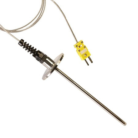 Omega TCV-KU-2400-25-CB-40 : Thermocouple Sensor with Integral Cable, Vacuum Flanged, Type K, 0 ¡C to 900 ¡C, #25 KF Vacuum Flange, 304 SS, Ungrounded, 0.25 ", 24 ", PFA, 40 ", Immersion Probe, TCV-CB Series, Each