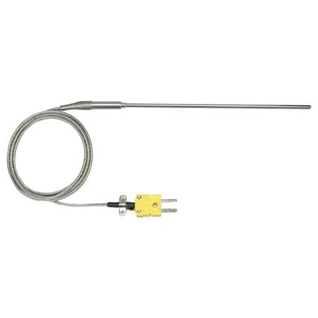 Omega TJ36-ICSS-18G-18-SB-SMPW-M : Transition Joint T/C Probe, Rugged, Heavy Duty, Miniature CONN, J Type, 0 ¡C to 520 ¡C, 0.125 " x 18 " Probe, 40 " Cable, 24 AWG, 304 SS, Immersion, GND, ANSI (Std), PFA w/SS Overbraid, TJ36, Each