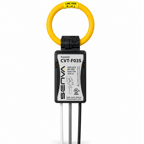 Senva CVT-F03S-L06 : Flexible Split-Core Rogowski CVT Transducers, 300A Operating Range, 9"Rope Circumference, 6' Lead Length, Black (Default) in Color