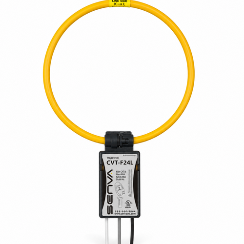 Senva CVT-F24L : Flexible Split-Core Rogowski CVT Transducers, 2400A Operating Range, 24"Rope Circumference, 3' (Default) Lead Length, Black (Default) in Color