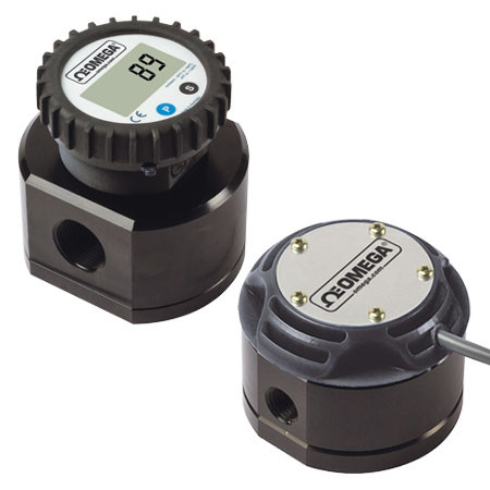 Omega FPD3306-D-A : Positive Displacement Flow Meter for Solvents, 18 Vdc to 30 Vdc, 2.6 GPM to 66 GPM, 1 1/2 ", NPT Female, ± 0.5 %, 4 mA to 20 mA, SS, FEP, LCD-Display, FPD3300 Series, Each