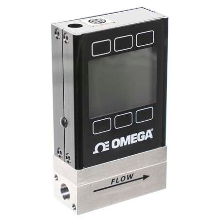 Omega FMA-1622A : Mass Flow Meter, Gas, 10 SLM to 2000 SLM, RS232, 145 psi, 3/4 " NPT Female, 0 Vdc to 5 Vdc, LCD, 50 ¡C (122 ¡F), ± 0.8 %, 300 SS, Al, Silicone, FKM, Supply Incl, FMA-1600A Series, Each