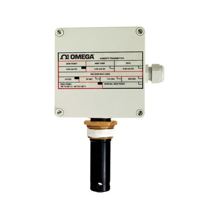 Omega RHCM-40-AL-P : Dew Point Transmitter, Optical Chilled Mirror, -40 ¡C to 60 ¡C, 24 Vdc, (x2) 4 mA to 20 mA/0 Vdc to 5 Vdc/0 Vdc to 10 Vdc, Pipe Mount, Aluminum Enclosure, RHCM-40 Series, Each