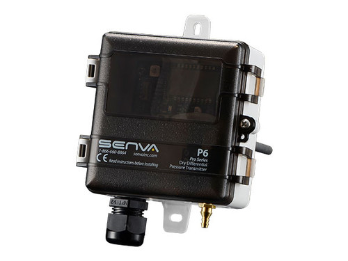 Senva P6-0500-1LP : Duct Differential Pressure Transmitter, Select Range (Uni/Bi): 0-5"(0.1/0.25/0.5/1/1.5/2/2.5/3/4/5"), Select Outputs: 4-20 mA, 0-5 VDC, or 0-10 VDC, Display, Auto-Zero, Buy American Act Compliant, 7 Year Limited Warranty