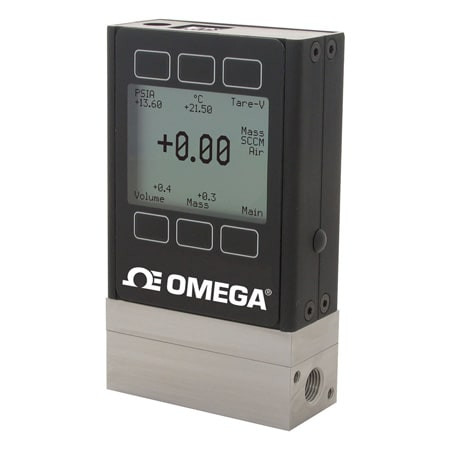 Omega FMA-LP1615A : Mass Flow Meter, Low Drop, Gas, 0.025 SCCM to 5 SCCM, RS232, 50 psi, 10-32 UNF Female, 0 Vdc to 5 Vdc, LCD, 50 ¡C, ± 0.8 %, 300 SS, Al, Silicone, FKM, Supply Incl, FMA-LP1600A Series, Each
