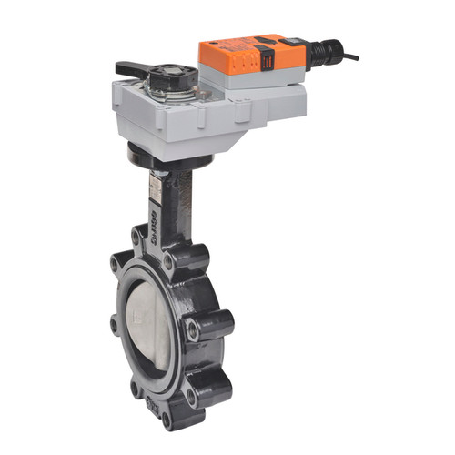 2-Way 4" Inch Butterfly Valve, Cv 600, Close-off Pressure 50 psid + Non-Spring Valve Actuator, 24VAC/DC, Programmable (2-10VDC Default) Control Signal, 5-Year Warranty