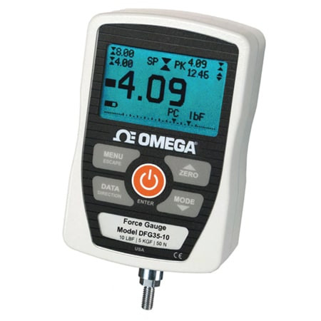 Omega DFG35-200 : Economical Digital Force Gauge, Tension/Compression Type, 200 lb, 0.003 Accuracy, > 0.25 % Class, 5 Digit, 2000 Hz Sampling Rate, Selectable Units, Backlight, DFG35 Series, Each