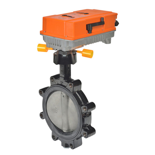 2-Way 8" Inch Butterfly Valve, Cv 3136, Close-off Pressure 50 psid + Non-Spring Valve Actuator, 24 to 240 VAC / 24 to 125 VDC, Programmable (2-10VDC Default) Control Signal, Terminal Strip, NEMA 4X Enclosure, 5-Year Warranty