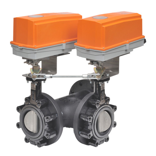 Belimo F750HD+GMCX24-3-T-X1 N4 : 3-Way 2" Inch Butterfly Valve, ANSI Class Consistent with 125, Cv 115 + Non-Fail Safe Valve Actuator, 24VAC/DC, On/Off, Floating Point Control Signal, Terminal Strip, NEMA 4X, 5-Year Warranty