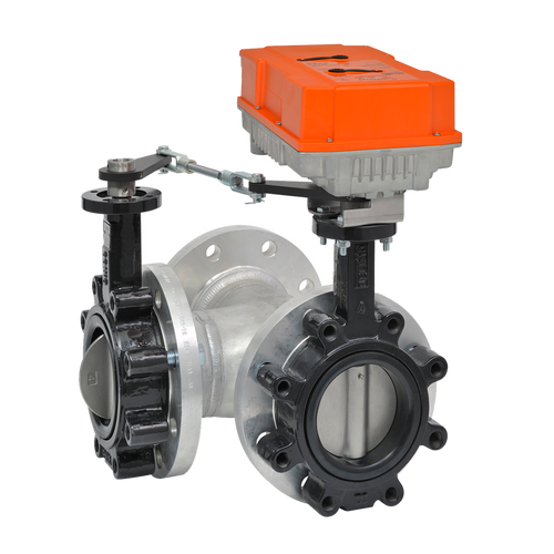 Belimo F7100HD+PRXUP-MFT-T : 3-Way 4" Inch Butterfly Valve, ANSI Class 125, Cv 600 + Non-Fail Safe Valve Actuator, 24 to 240 VAC / 24 to 125 VDC, Programmable (2-10VDC Default) Control, Terminal Strip, 2x Aux. Switches, NEMA 4X, 5-Year Warranty