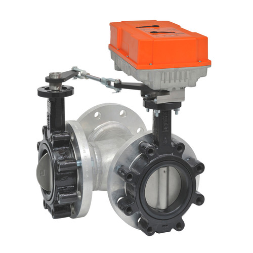 3-Way 5" Inch Butterfly Valve, Cv 1022, Close-off Pressure 200 psid + Non-Spring Valve Actuator, 24 to 240 VAC / 24 to 125 VDC, Programmable (2-10VDC Default) Control Signal, Terminal Strip, NEMA 4X Enclosure, 5-Year Warranty