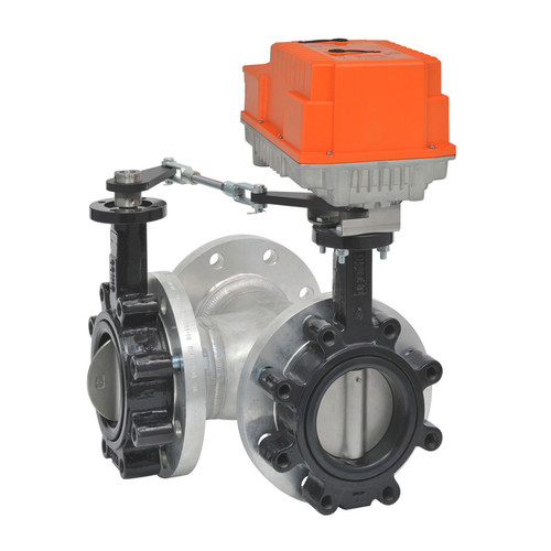 Belimo F7200L+PKRXUP-MFT-T-200 : 3-Way 8" Inch Butterfly Valve, ANSI Class Consistent with 125, Cv 3136 + Electronic Fail-Safe Valve Actuator, 24 to 240 VAC / 24 to 125 VDC, Programmable (2-10VDC Default) Control, 2x SPDT Auxiliary Switches, Terminal Strip, NEMA 4X, 5-Year Warranty