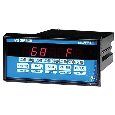 Omega CN1507MV : Process Controller, 7-CH, mV I/P, 1/8 DIN, 4 Digit, 7-Segment LED Display, 120 Vac Supply, 5 V Drive @ 50 mA Open-Collector O/P, CN1507 Series, Each