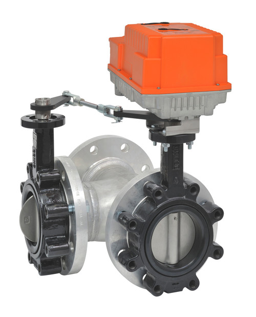 Belimo F7250L+PRXUP-MFT-T-250 : 3-Way 10" Inch Butterfly Valve, ANSI Class 125, Cv 5340 + Non-Fail Safe Actuator, 24 to 240 VAC / 24 to 125 VDC, Programmable (2-10VDC Default) Control, Terminal Strip, 2x Aux. Switches, NEMA 4X, 5-Year Warranty