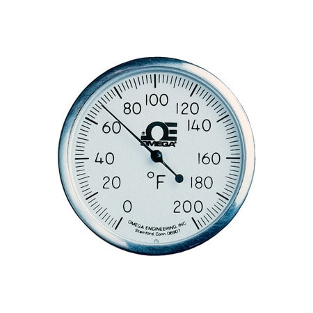 Omega A48P-0-250F-48 : Compost Thermometer, 3 " Dial, 0 ¡F to 250 ¡F, 2 ¡, 1 % of Full Scale, 0.25 " x 48 " Stem, SS, Compost Thermometer Series, Each