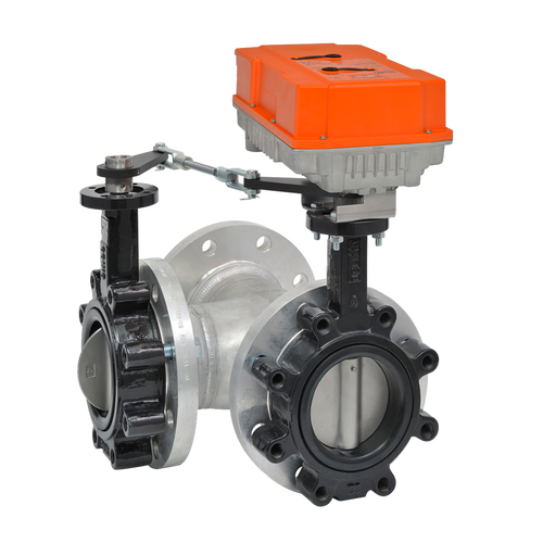 Belimo F7200L+PRBUP-3-T-200 : 3-Way 8" Inch Butterfly Valve, ANSI Class 125, Cv 3136 + Non-Fail Safe Valve Actuator, 24 to 240 VAC / 24 to 125 VDC, On/Off, Floating Point Control Signal, Terminal Strip, 2x Aux. Switches, NEMA 4X, 5-Year Warranty