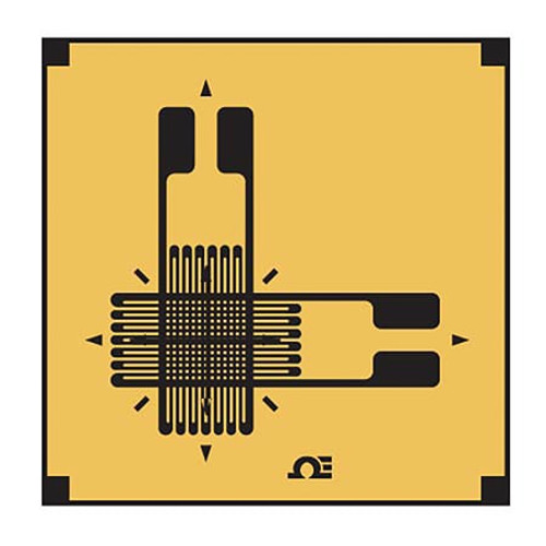 Omega SGD-3/120-XY11 : Precision Strain Gauge, T-Rosette, Biaxial, 90¡ Corner, Ribbon Leads, 120 ½, ST Number, 3 mm x 1.7 mm Grid (LxW), 30000 _m, -75 ¡C to 200 ¡C, SGD Series, Each
