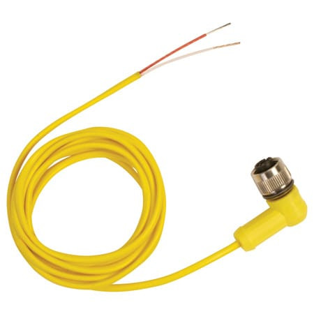 Omega M12CM-EXTT-K-RF-20 : T/C Extension Cable Assy, Compensated, Type K, Right Angled M12 Socket to Stripped Leads, 20 m Cable, 24 AWG, PFA, 1 NC, 2 Yellow, 3 Red, 4 NC, Yellow (CONN), M12CM Series, Each