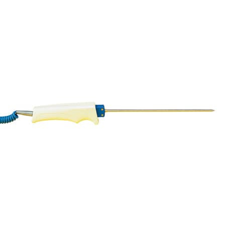 Omega HPS-FSP-K-14E-24 : Integral Handle Thermocouple Probe, K Type, 0 ¡C to 260 ¡C, 0.25 " x 24 " Probe, 60 " Cable, 28 AWG, TPE, Surface, 304 SS, Mini Male CONN, HPS Series, Each