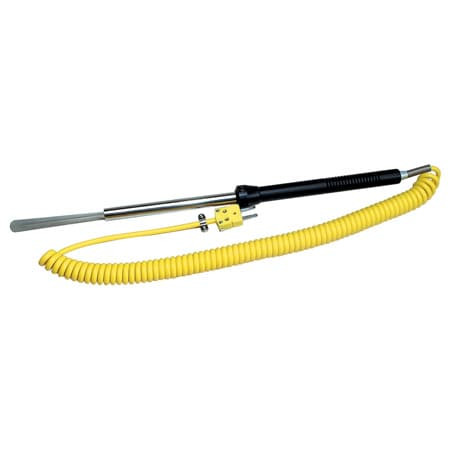 Omega 88L40K-IEC : Thermocouple Handle Probe, Thin Leaf Surface, K Type, 0 ¡C to 300 ¡C, 60 " Cable, TPE, Flat Leaf Design, Miniature CONN, IEC, Each