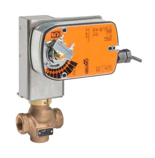 Belimo G220S-J+LF24-S US : 2-Way 3/4" Globe Valve, ANSI Class 250, Cv 5.5, Stainless Steel + Spring Return Valve Actuator, 24VAC/DC, On/Off Control Signal, (1) SPDT 3A @250V Aux Switch, 5-Year Warranty