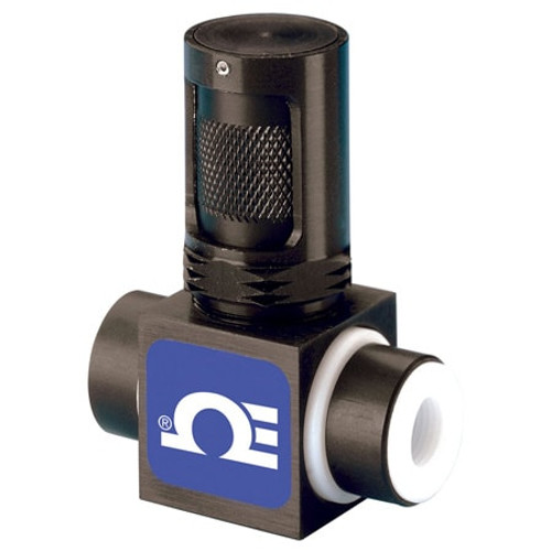 Omega FVLT112 : Needle Valve with Resin Knob, Air 3000 ml/min, Water 180 ml/min, 8-Turns, 1/8 ", NPT Female, 0.015 Cv, 75 psi, 65 ¡C (150 ¡F), PTFE, CTFE, Aluminum Shell, FVLT100 Series, Each