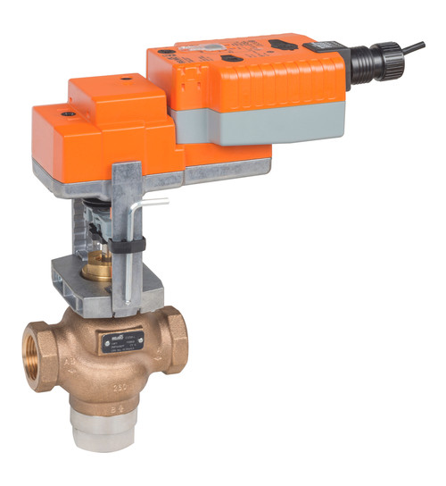 Belimo G320B-K+SVKB24-3 : 3-Way 3/4" Globe Valve, ANSI Class 250, Cv 6.75, Bronze Trim+ Electronic Fail-Safe, 24VAC, On/Off, Floating Point Control Signal, 5-Year Warranty