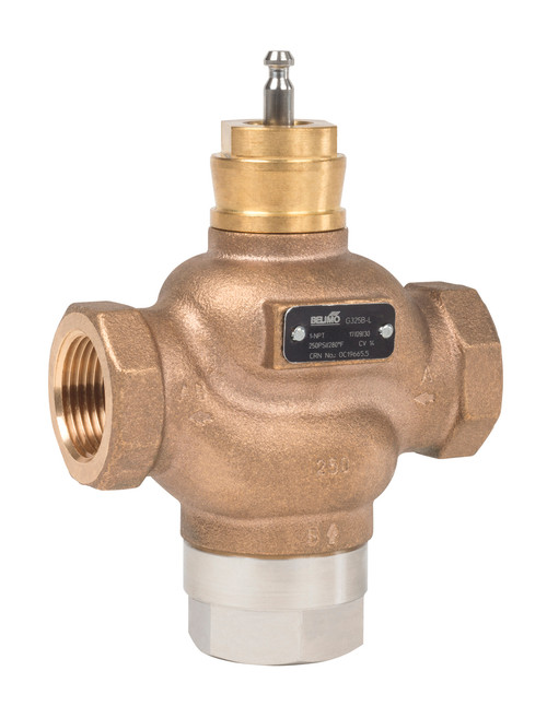 Belimo G325B-L : 3-Way 1" Globe Valve, ANSI Class 250, Cv 14, Bronze Trim + No Actuator Assembled (Valve Only)