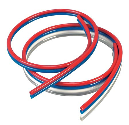 Omega MCRPT-4-18066-50 : Multi-Colored Ribbon Tubing, OMEGAFLEX, 0.066 " Inner Dia, 1/8 " Outer Dia, 255 psi, -40 ¡C to 73 ¡C (-40 ¡F to 165 ¡F), Red, Blue, Clear, Polyurethane, 50 ', MCRPT Series, Each