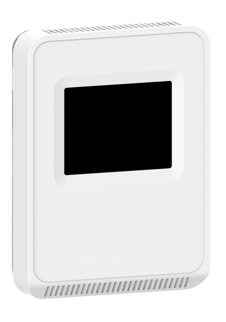 Veris HW2TA2A : Wall Mount Humidity/Temperature Combo Sensor, 2% Humidity, Selectable Outputs: 4-20 mA, 0-5 VDC, or 0-10 VDC, Temperature Transmitter, 0-10V Setpoint + Override, Color Touchscreen, 5-Year Warranty