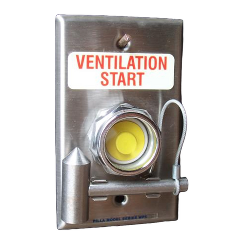Pilla WPSBRSL Ventilation Start : Flush Mount Single-Gang Stainless Steel Break Glass with Hammer & Chain, "Ventilation Start", NEMA 1 (Indoor) Rated
