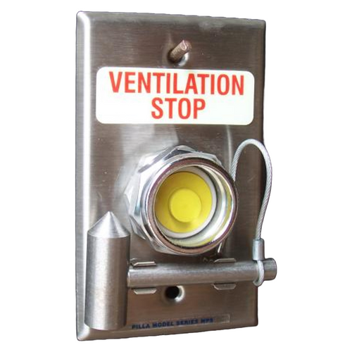 Pilla WPSBRSL Ventilation Stop : Flush Mount Single-Gang Stainless Steel Break Glass with Hammer & Chain, "Ventilation Stop", NEMA 1 (Indoor) Rated
