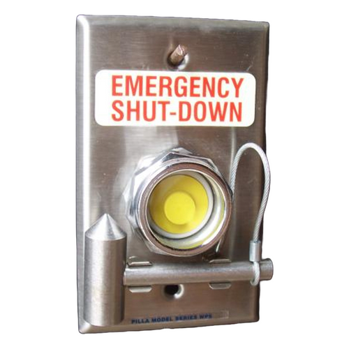 Pilla WPSBRSL Emergency Shut-Down : Flush Mount Single-Gang Stainless Steel Break Glass with Hammer & Chain, "Emergency Shut-Down", NEMA 1 (Indoor) Rated