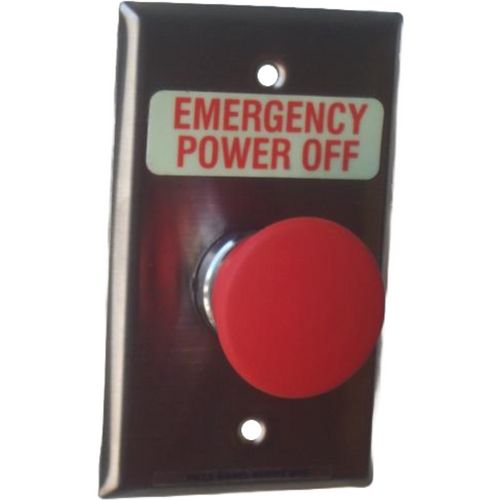 Pilla WPSMO Emergency Power-Off : Wall Plate Operator Station, Red Momentary 40mm Mushroom Button, "Emergency Power-Off", NEMA 1 (Indoor) Rated, Fits 1-3 Contact Blocks, UL Listed