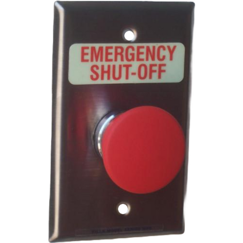 Pilla WPSMOSO Emergency Shut-Off : Wall Plate Operator Station, Red Momentary 40mm Mushroom Button, "Emergency Shut-Off", NEMA 1 (Indoor) Rated, Fits 1-3 Contact Blocks, UL Listed