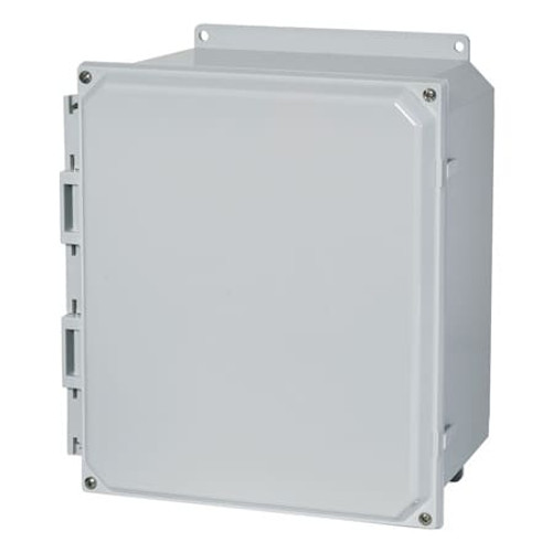 Omega AMP1084HF : Non-Metallic Electrical Enclosure, Polycarbonate, 10 " (H) x 8 " (W) x 4 " (D), Light Gray, Solid Cover, Hinge with 2 Screws, AMP Series, Each