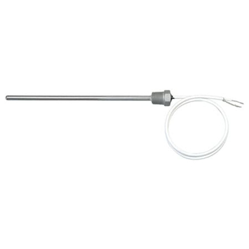 Omega ON-910-44007 : Tubular Thermistor Sensor, 1/8 " NPT, Threaded, Stripped Leads, -80 ¡C to 100 ¡C, ± 0.2 ¡C, 0.156 " x 4.5 " Probe, 12 " Cable, 2 Wires, 304 SS, Immersion, 5000 ½, ON-910, Each