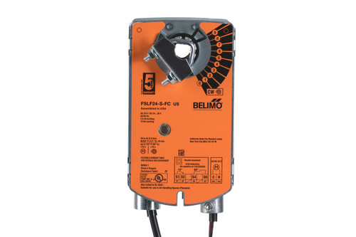 Belimo FSLF24-S-FC US : Fail-Safe Fire & Smoke Actuator, 30 in-lb, 24VAC/DC, On/Off Control Signal,(2) SPDT 3A @250V Aux Switch, 5-Year Warranty
