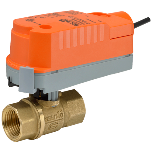 Belimo Z2050Q-F+CQKB24-LL 2-way 1/2 in NPT ZoneTight zone valve, Cv 1.4, 24 VAC/DC electronic fail-safe actuator, on/off, fails open