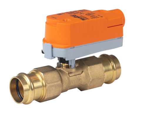 Belimo Z2050QPF-F+CQKB24-RR : 2-Way 1/2" Press Fit ZoneTight Zone Valve, Cv Rating 1.4 (2.8 GPM @ _ 4 psi), Electronic Fail-Safe Actuator, 24VAC/DC, On/Off Control Signal, Normally Closed/Fail Closed